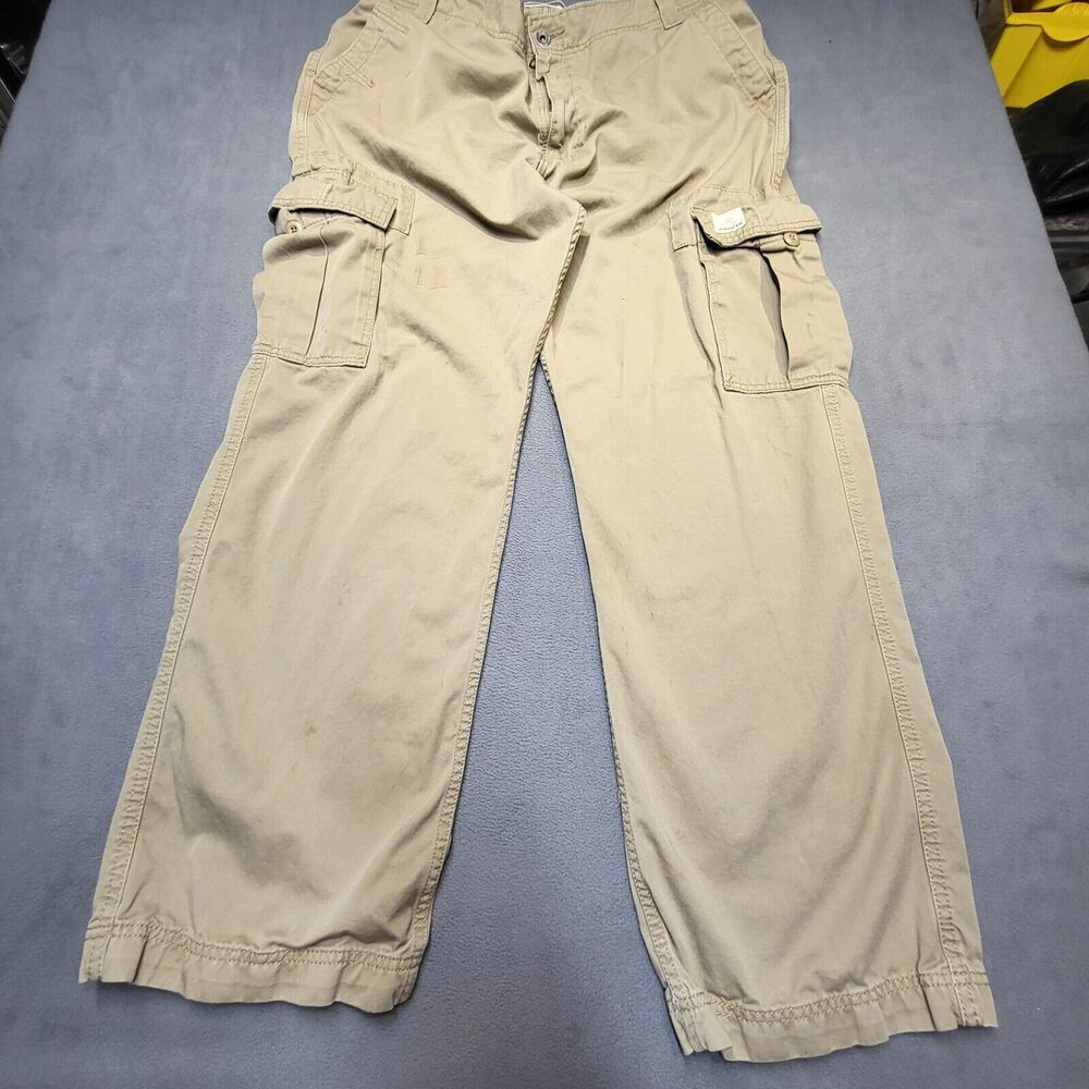 Levi's Cargo Loose Straight Pants Men's 38x31 Khaki Flap Pockets Casual Y2K